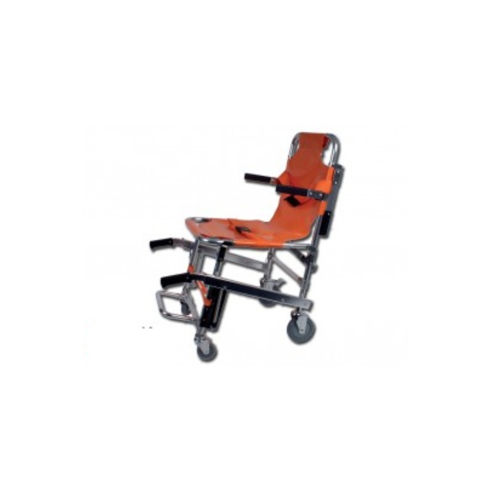 Image of evacuation wheelchair stretcher with 4 wheels.