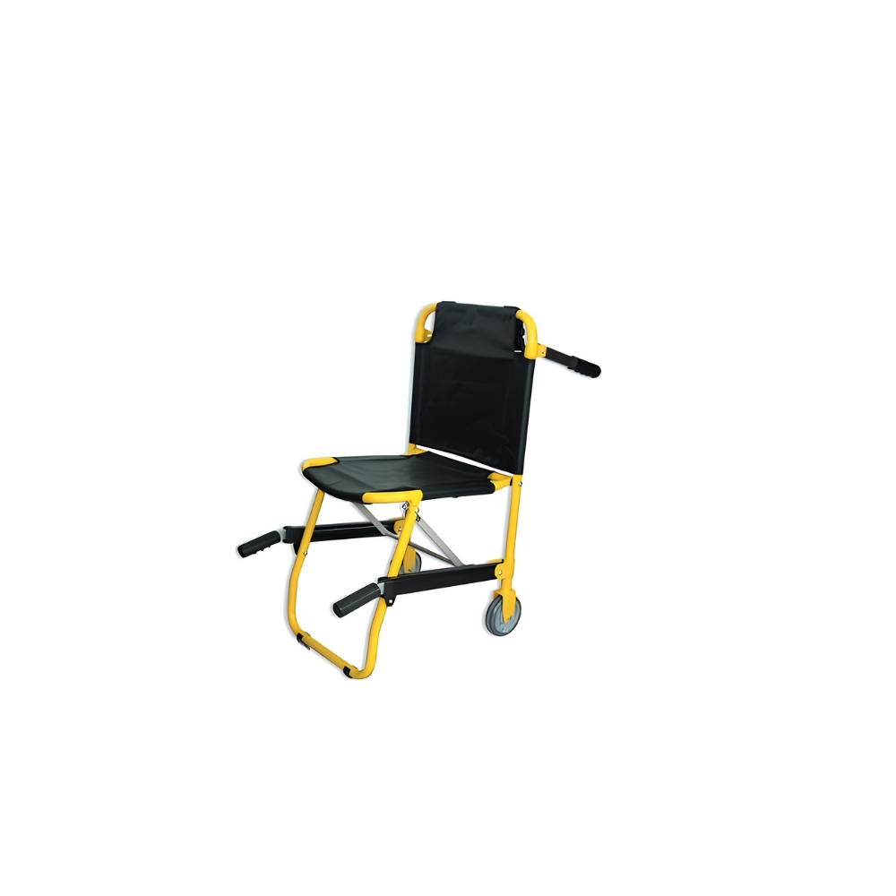 Image of folding evacuation chair for patient mobility.