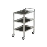 Image of stainless steel trolley with 3 shelves.
